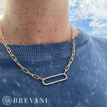 Yellow Gold Diamond Paperclip Link Necklace