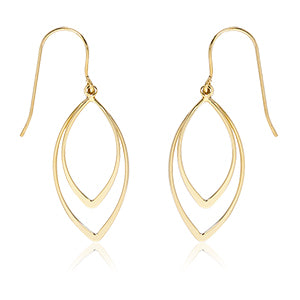 Yellow Gold Double Pointed Drop Earrings